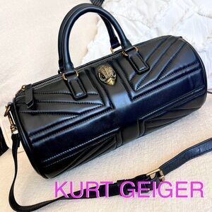 KURT GEIGER Kensington UJ Union Jack Barrel Tube satchel crossbody leather black